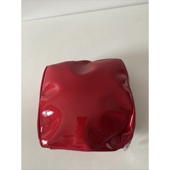 Christian Dior CD Logo Makeup Cosmetic Bag Clutch Pouch Red Black Patent Leather - Picture 6 of 12